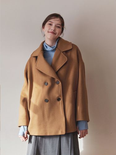 Double Short Wool Coat _ Camel - bibyseob - Modalova