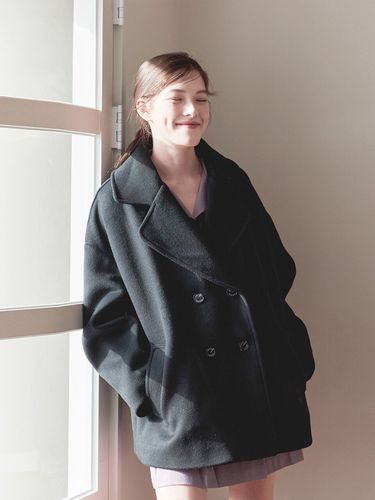 Double Short Wool Coat _ Black - bibyseob - Modalova