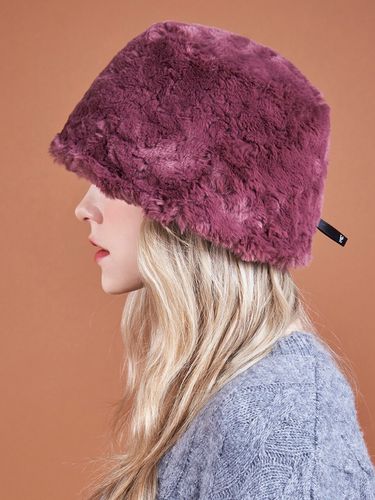 Fur Long Label Solid Drop Bucket Hat - VARZAR - Modalova