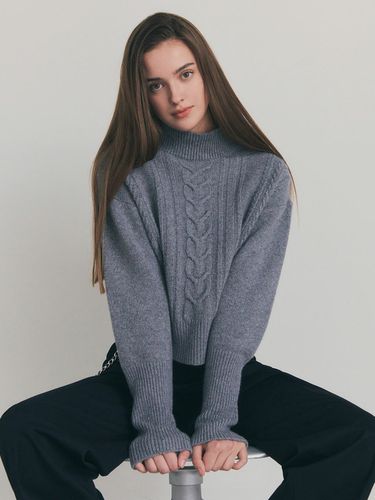 Lambswool High Neck Cable Long Sleeve Knit _ - ARTID - Modalova