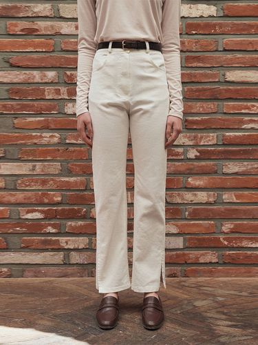 Flat Wide Slit Cotton Pants_IV - ADAUL - Modalova