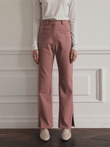 Flat Wide Slit Cotton Pants_Pink - ADAUL - Modalova