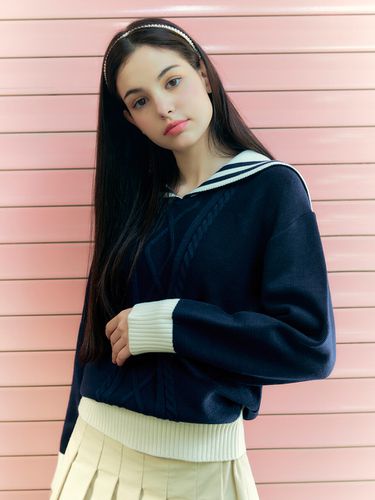 Sailor Twist Knit Sweater _Navy - ZEROSTREET - Modalova