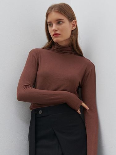 Wool Turtleneck T-Shirt_Brown - camino - Modalova