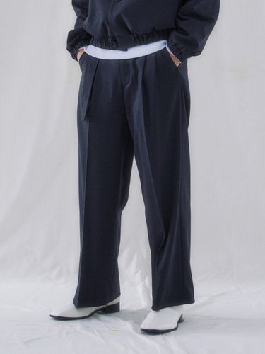 Detachable Belted 2Tuck Real Wide Slacks_Dark Grey - FINSDRUCK - Modalova