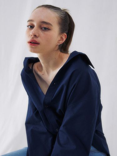 Essential Paperytouch Oversized Shirts_French Navy - FINSDRUCK - Modalova