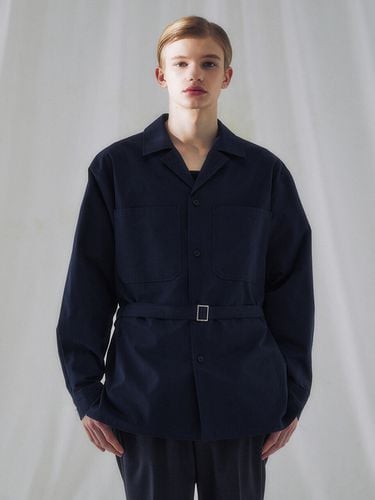 Rib Vault Open Collar Shirts Jacket_French Navy - FINSDRUCK - Modalova