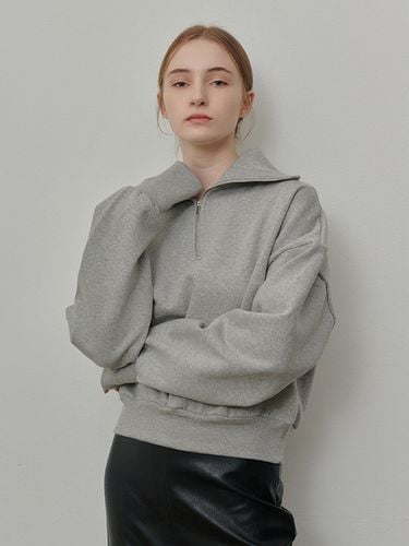 Oversized Half Zip-up Sweatshirt_Gray - camino - Modalova