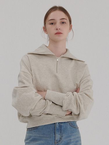 Oversized Half Zip-up Sweatshirt - camino - Modalova