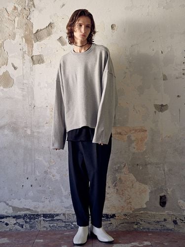 Embroidery Oversized-fit Cropped sweatshirt_M.Grey - FINSDRUCK - Modalova