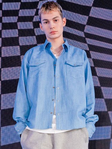 Western Denim Shirt _ Sky Blue - LECYTO - Modalova