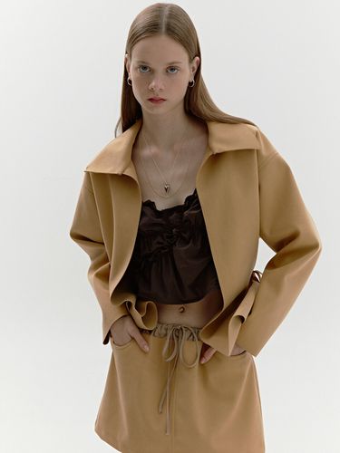 String Suede Jacket_Camel - SOFT SEOUL - Modalova