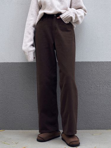 Plain Fleece Wide Cotton Pants _Brown - LOEIL - Modalova