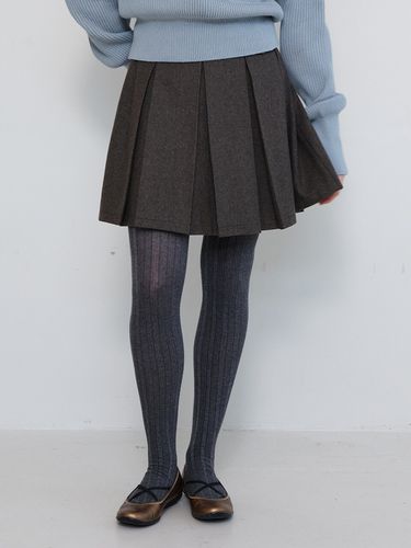 Pleats Wool Mini Skirt _Khaki Brown - ROCCI ROCCI - Modalova