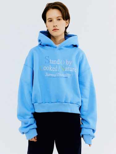 Stand By Typo Crop Hoodie _ Blue - NCOVER - Modalova