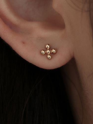 K Gold Dots Earring [Yellow/Rose] - Less is more - Modalova