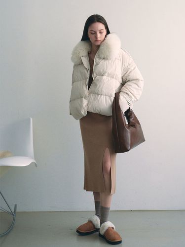 Fur Collar Puffer Jacket _ White - ADAUL - Modalova