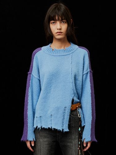 Damaged Slit Knit Sweater _Purple - DEBBY UPPER - Modalova