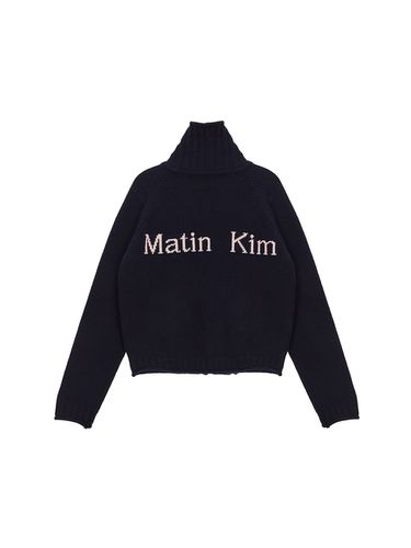 Spell Point Knit Zip Up_Navy - Matin Kim - Modalova