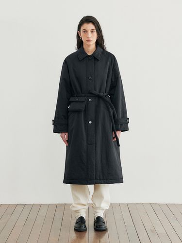 Twill Padded Mac Coat_Black - LEUNI - Modalova