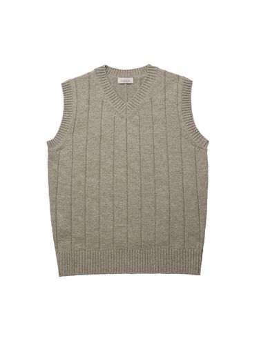 Reverse Wool Knit Vest [Khaki] - SORTIE - Modalova