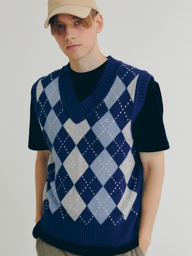 Argyle Wool Vest _ Blue - CLOVE - Modalova