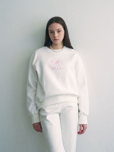 Ribbon Embroidery Sweatshirt_White - ADAUL - Modalova