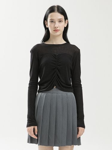 Shirring Wool Crop Shirt_Black - clet - Modalova