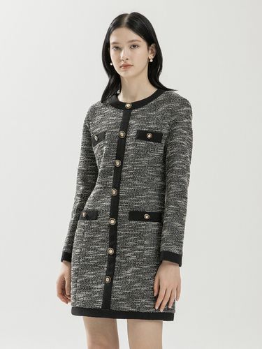 Tweed Zipper Mini Dress_Black - clet - Modalova