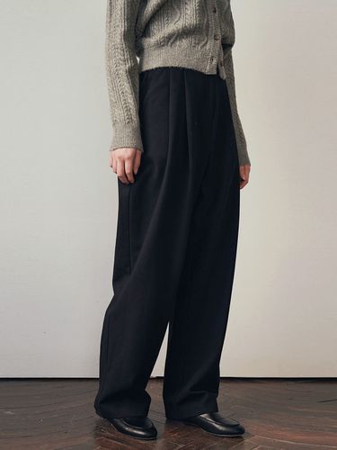 Balloon Pin Tuck Wool Slacks_Black - ADAUL - Modalova