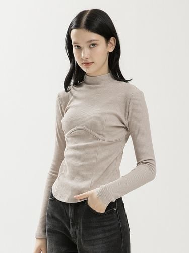 Rib Corset Turtleneck_Beige - clet - Modalova