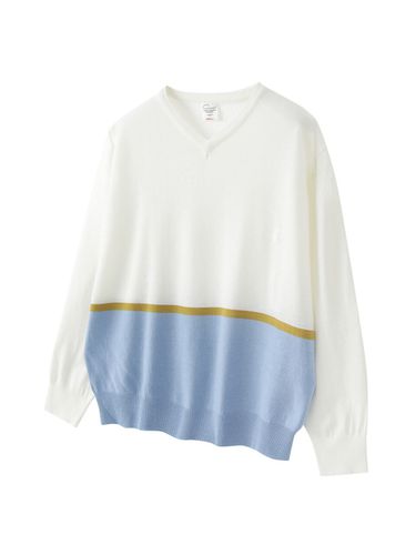 Color-Block Sweater _ White Blue - CHANCECHANCE - Modalova