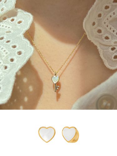 Set] Ceylon Key Necklace + Heart Clip - Primaute - Modalova