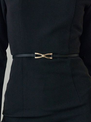 Dro Ribbon Gold Buckle Logo Belt - Black - REORG - Modalova