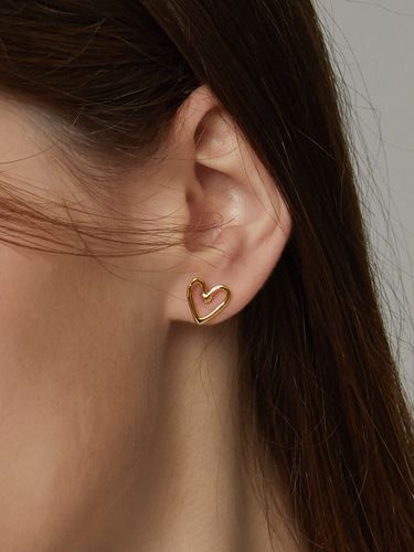 Line Heart Earrings AE322004_ 2 Colors - ANNAFLAIR1986 - Modalova