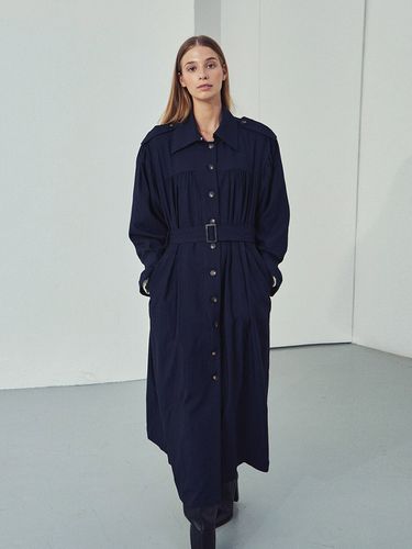 Two-way Shirring Trench Dress_Navy - ADAUL - Modalova