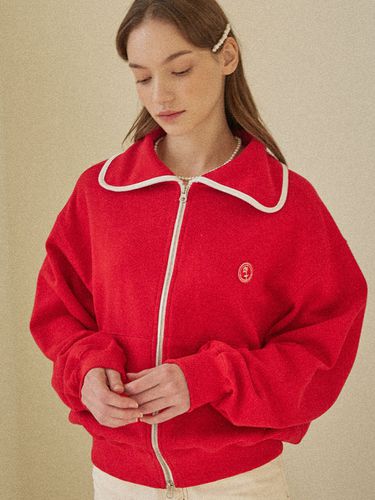 Rose Wappen Collared Zip-up Jacket_Red - NONLOCAL - Modalova