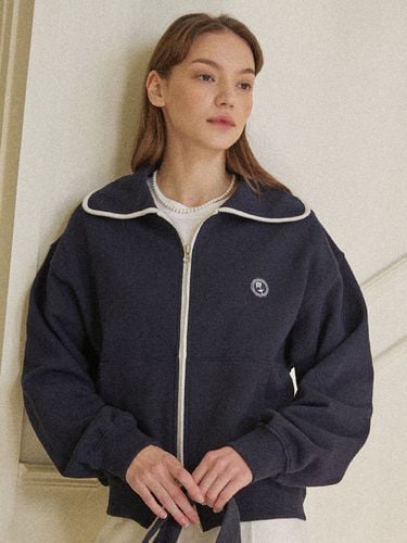 Rose Wappen Collared Zip-up Jacket_Navy - NONLOCAL - Modalova