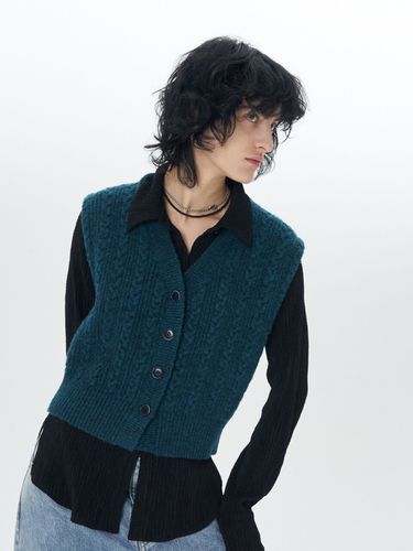 Twisted Cropped Knit Vest - Dark Green - ETCH - Modalova