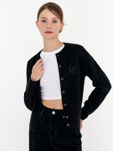 Women GNRL Cable Cardigan (Black) - GENERAL IDEA - Modalova