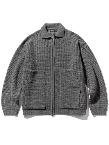 Wool Heavy Collar Zip - Up Knit MFTNT004 - DG - MASSNOUN - Modalova