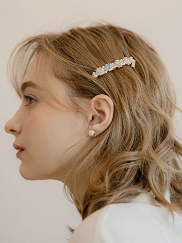 Floral Crystal Hair Pin - Small - Jean Paul Clarisse - Modalova