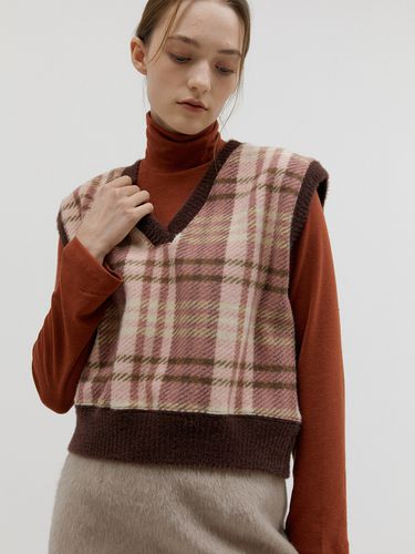 Cloudy Check Vest (Pink Brown) - molto - Modalova