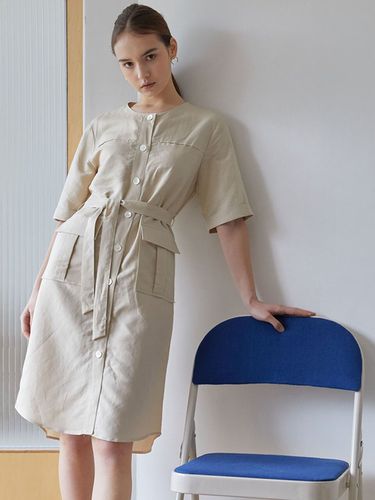 Pocket Linen Dress (Beige) - molto - Modalova