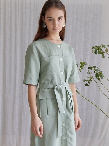 Pocket Linen Dress (Mint) - molto - Modalova