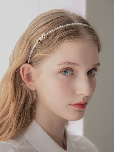 Metal Ball Flower Hairband - / Silver - Jean Paul Clarisse - Modalova