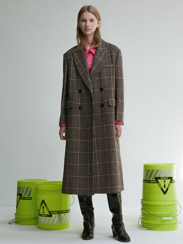 Check Double Button Wool Coat - LINE STUDIO ONE - Modalova