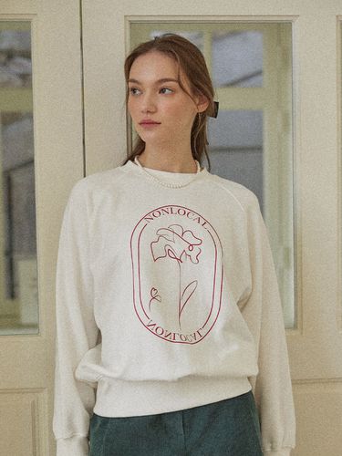 Rose Print Sweatshirt_Off White - NONLOCAL - Modalova