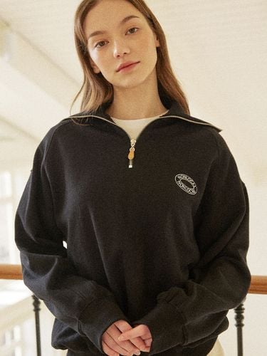 Logo Rib Block Half Zip-up Sweatshirt_Black - NONLOCAL - Modalova