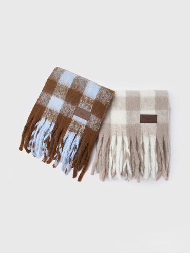 Big Check Wool Long Muffler - 2 Color - ADAUL - Modalova